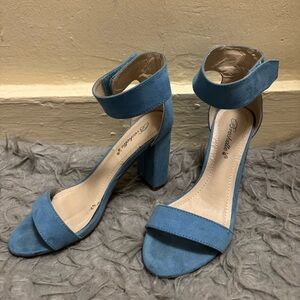 Breckelles Blue Ankle Strap Heels